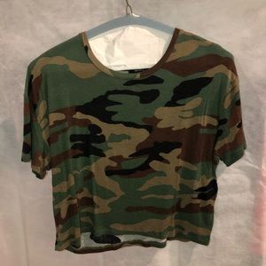 Camo Cropped Loose Top